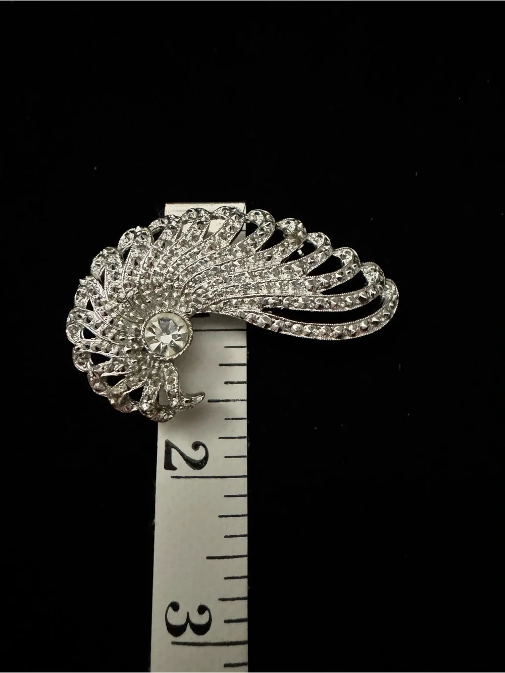 Vintage Sarah Coventry EveningSplendor Silver Tone Fan-Shaped Brooch